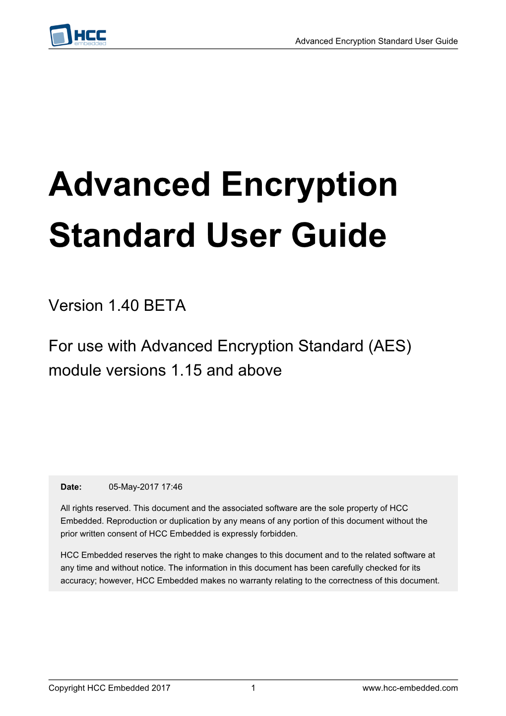 Advanced Encryption Standard User Guide