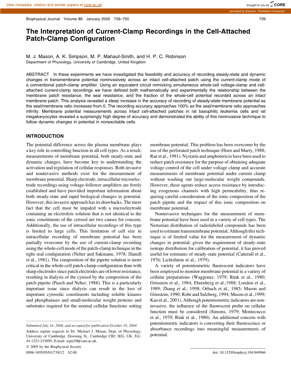 The Interpretation of Current-Clamp Recordings in the Cell-Attached Patch-Clamp Configuration