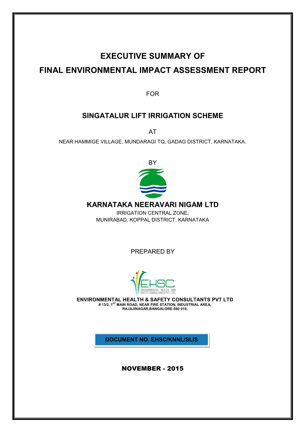 Executive Summary of Final Environmental Impact Assessment Report