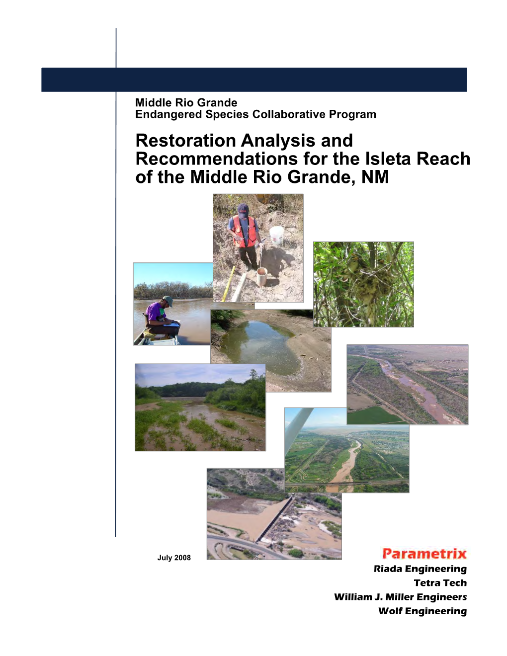 Restoration Analysis and Recommendations for the Isleta Reach of the Middle Rio Grande, NM
