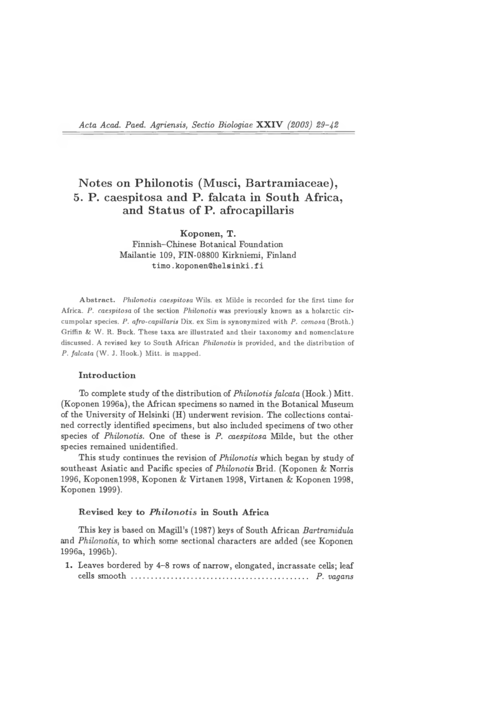 Notes on Philonotis (Musci, Bartramiaceae), 5