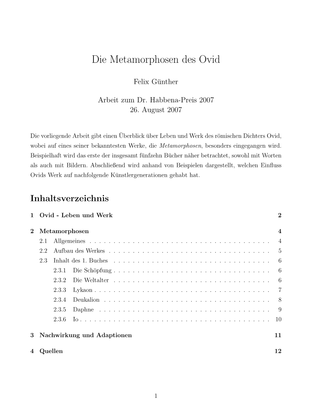 Die Metamorphosen Des Ovid