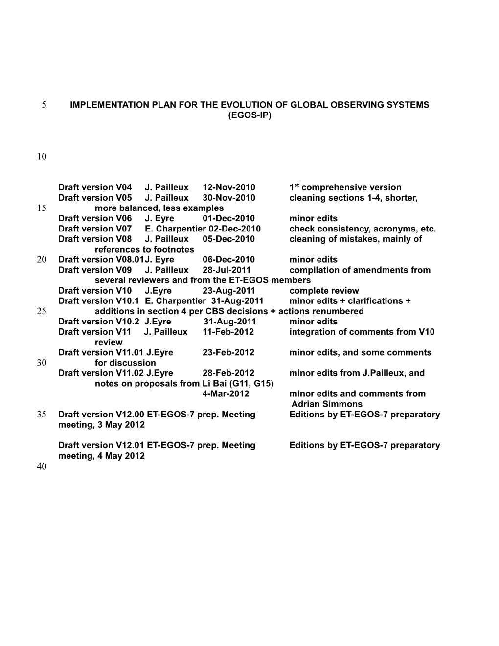 Implementation Plan for the Evolution of Global Observing Systems (Egos-Ip)