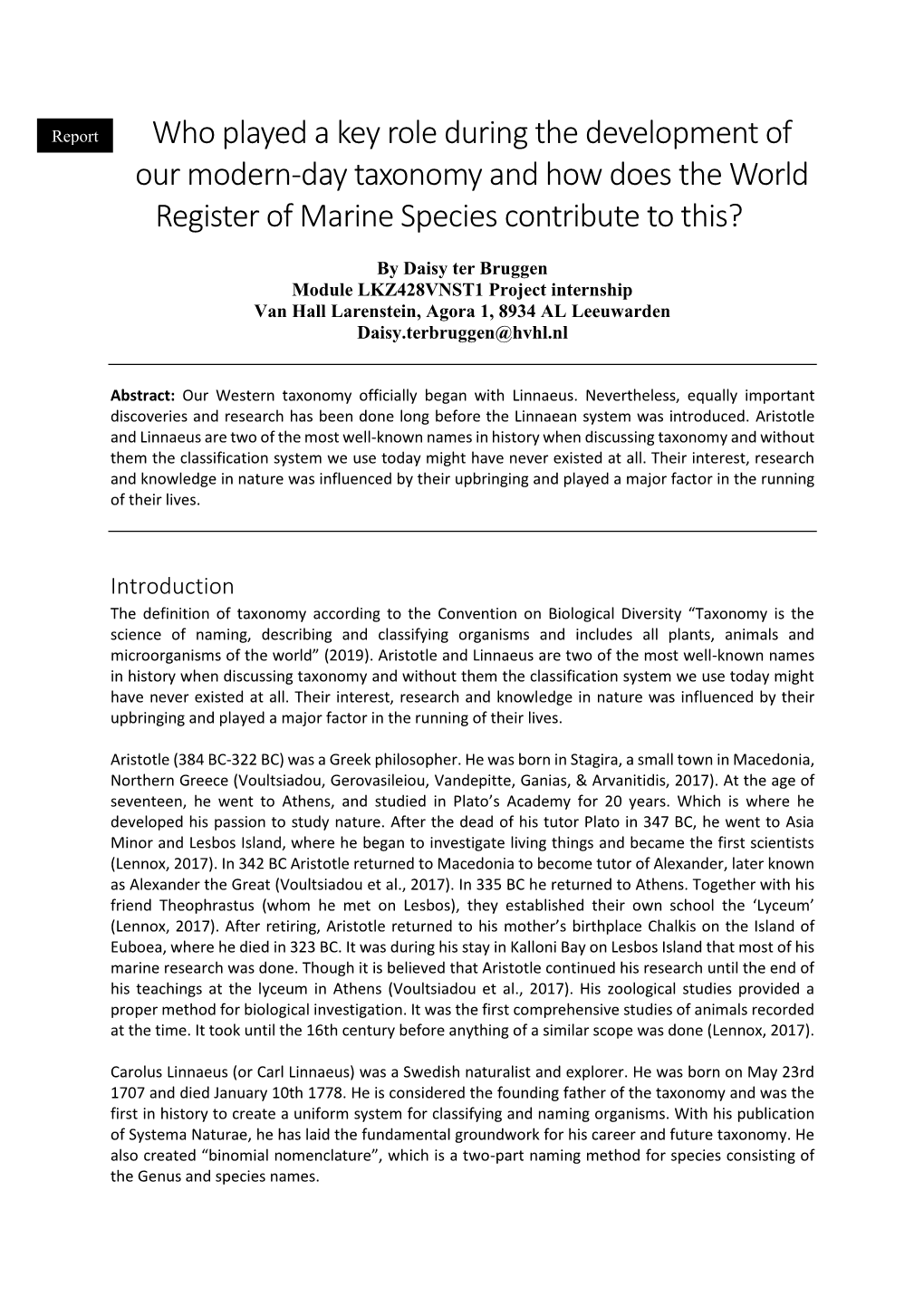 Who Played a Key Role During the Development of Our Modern-Day Taxonomy and How Does the World Register of Marine Species Contribute to This?