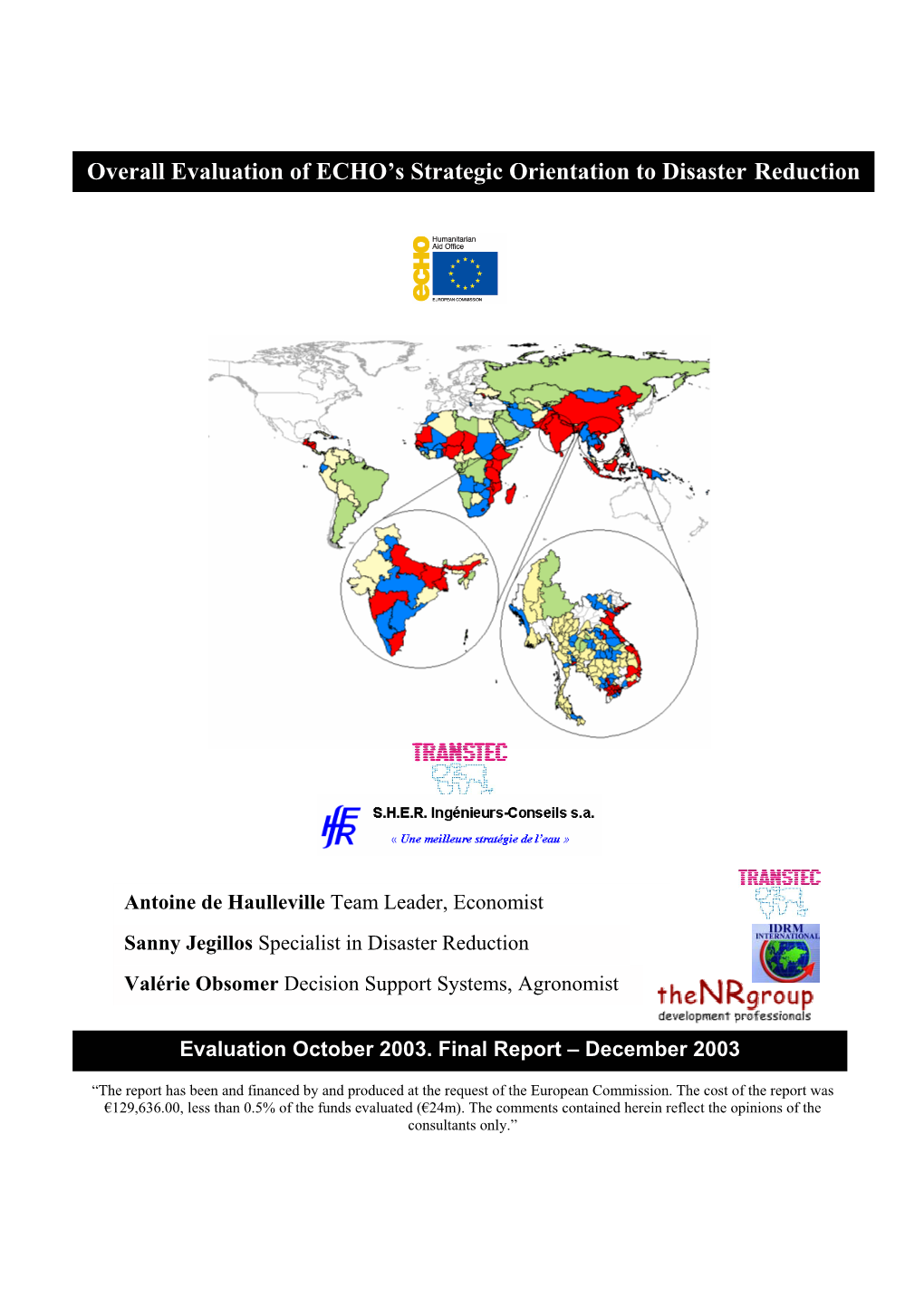 Echo Strategic Orientation to Disaster Reduction Main Issues Recommendations Operational Strategy Impact 1