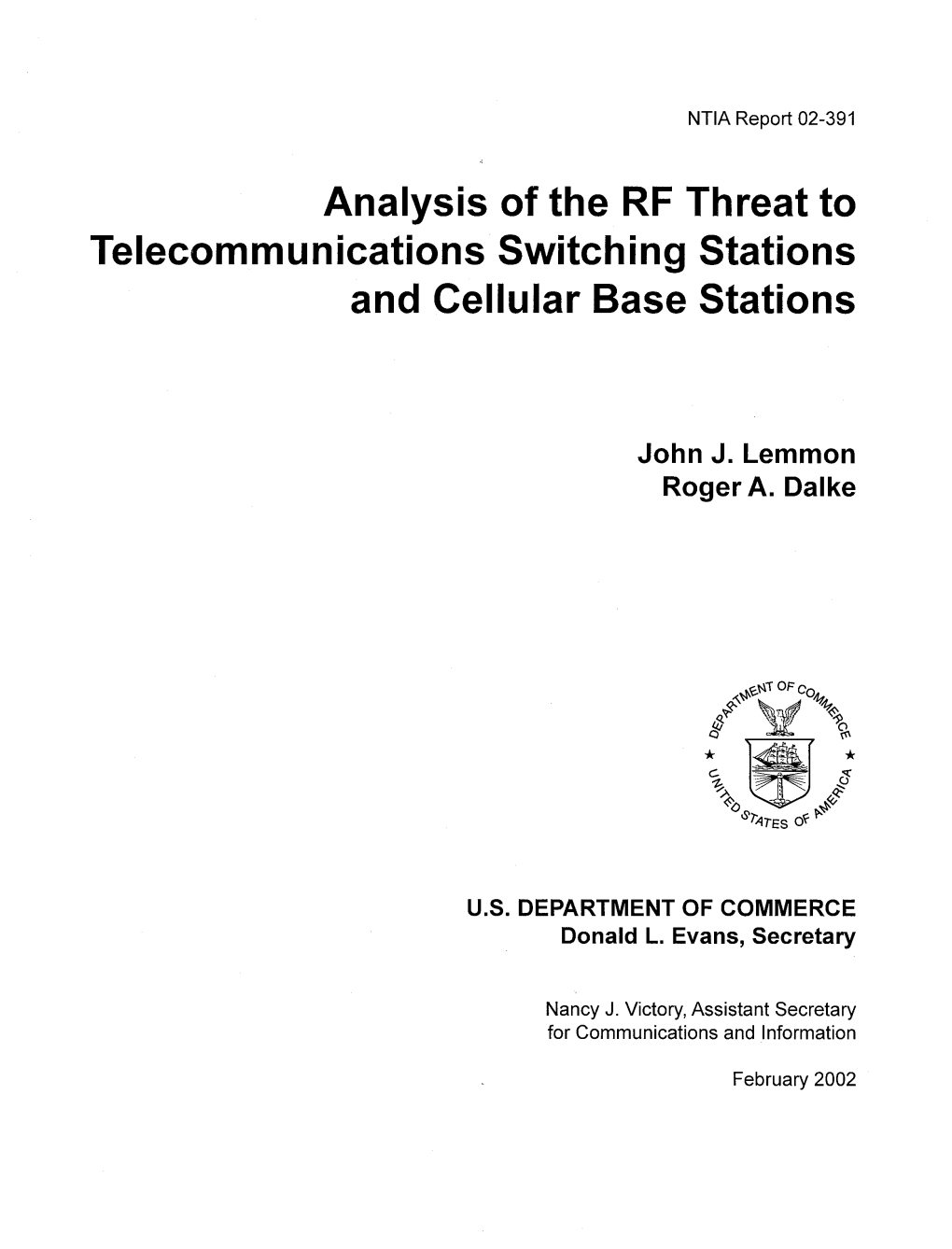 Analysis of the RF Threat to Telecommunications Switching Stations and Cellular Base Stations