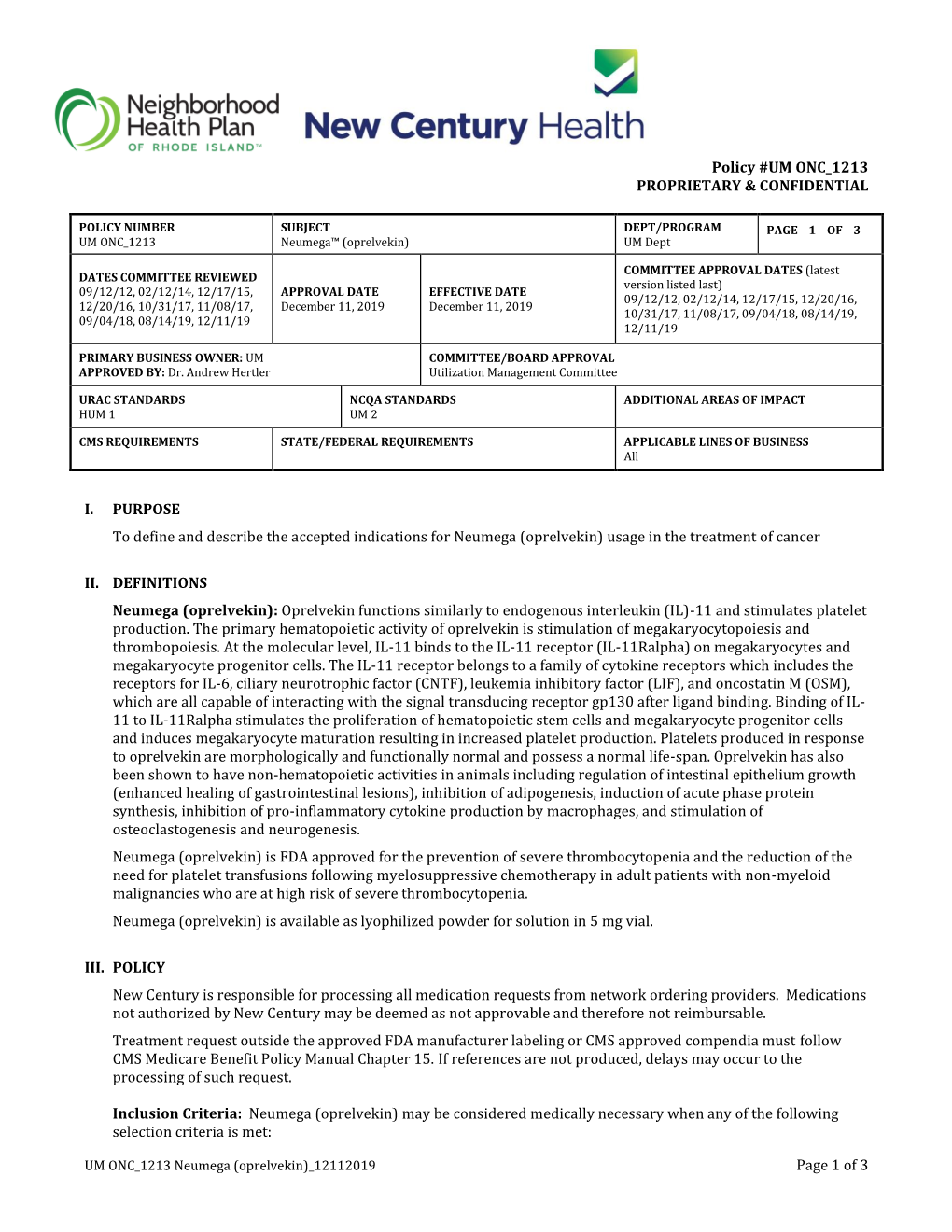 Policy&Procedure Um Onc 1213