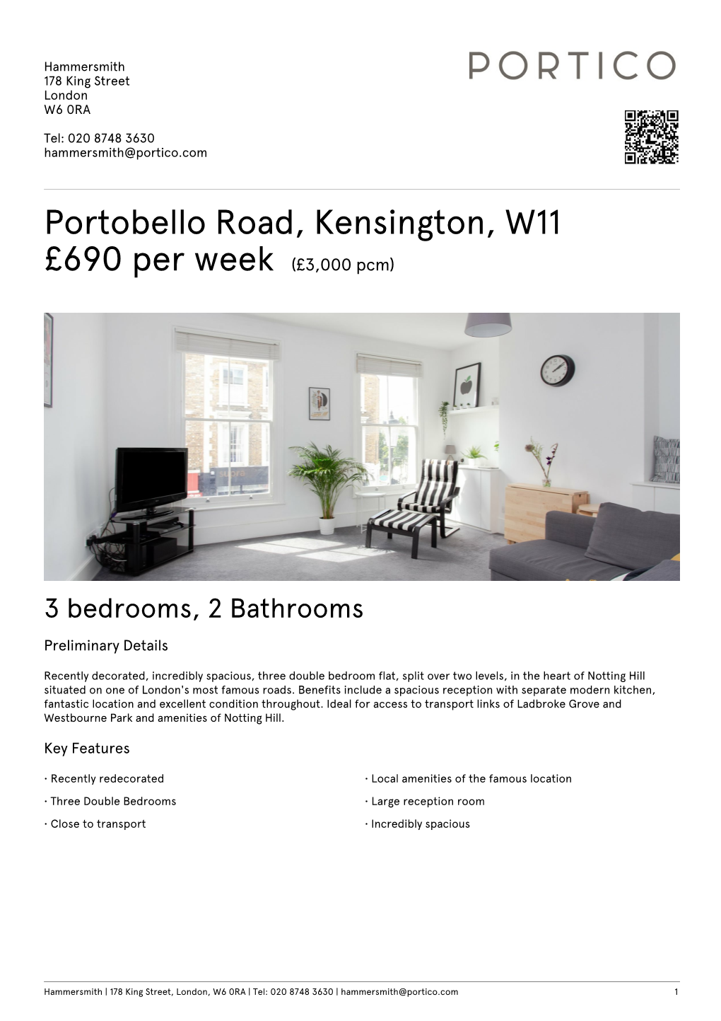 Portobello Road, Kensington, W11 £690 Per Week