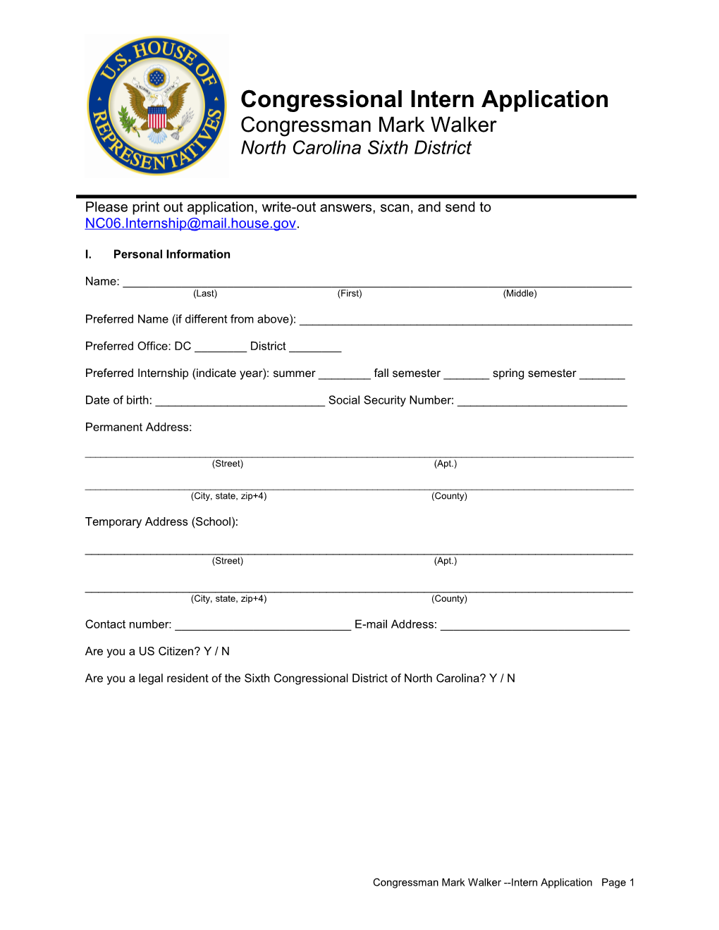 Application For Nomination To US Service Academies