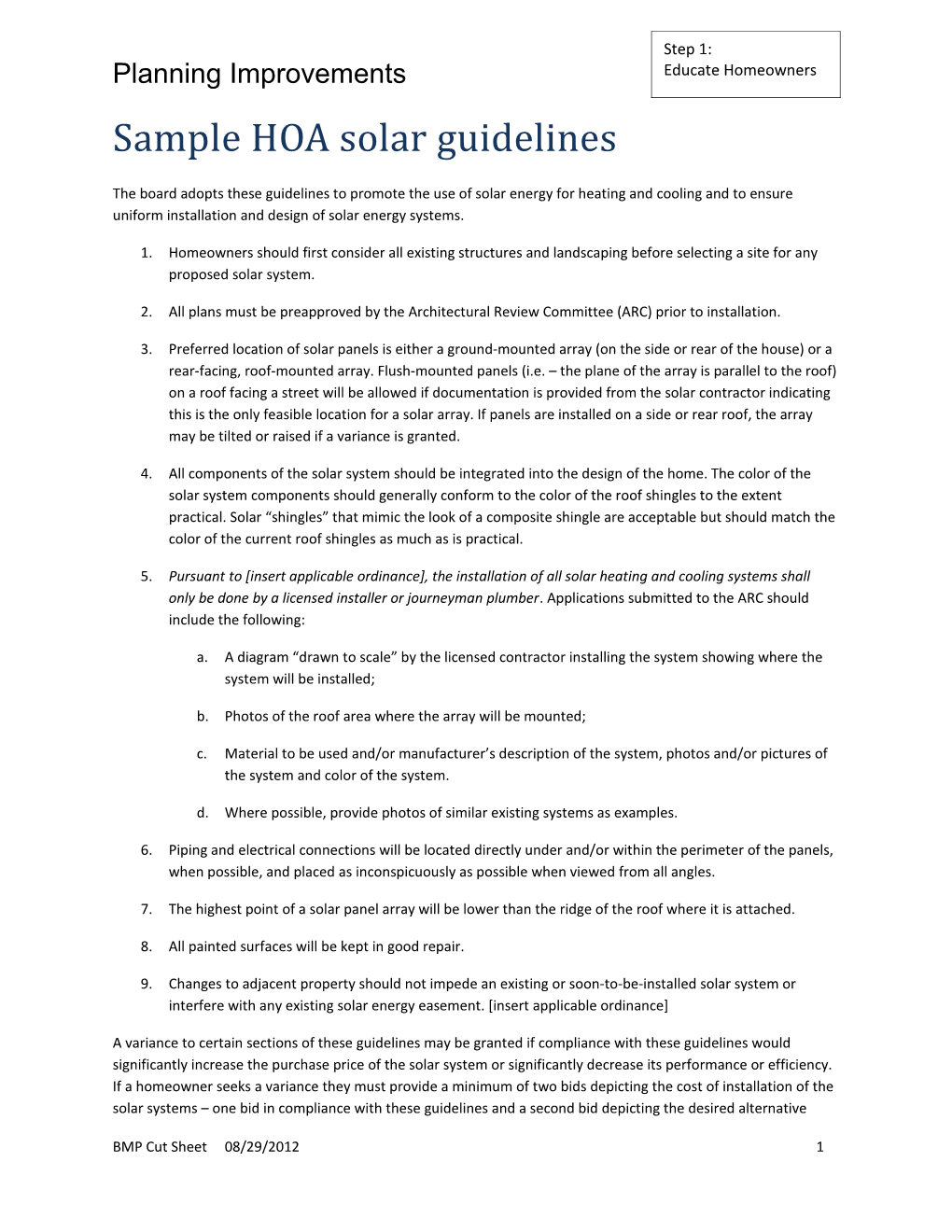 Sample HOA Solar Guidelines