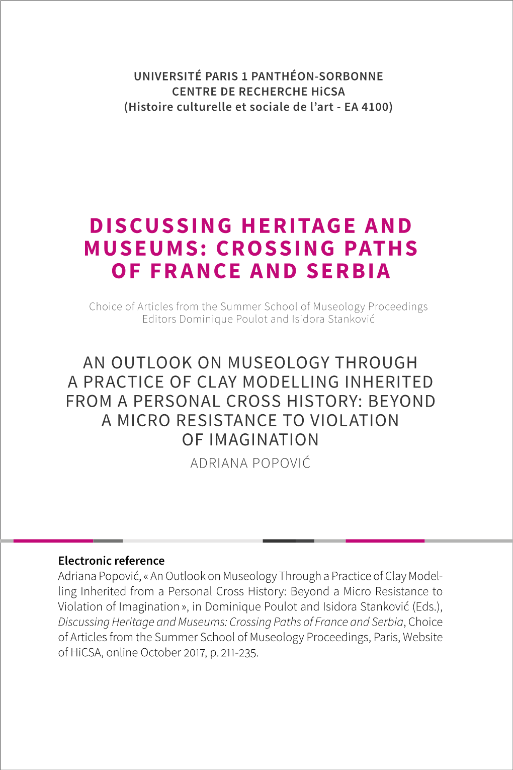 An Outlook on Museology Through a Practice of Clay Modelling