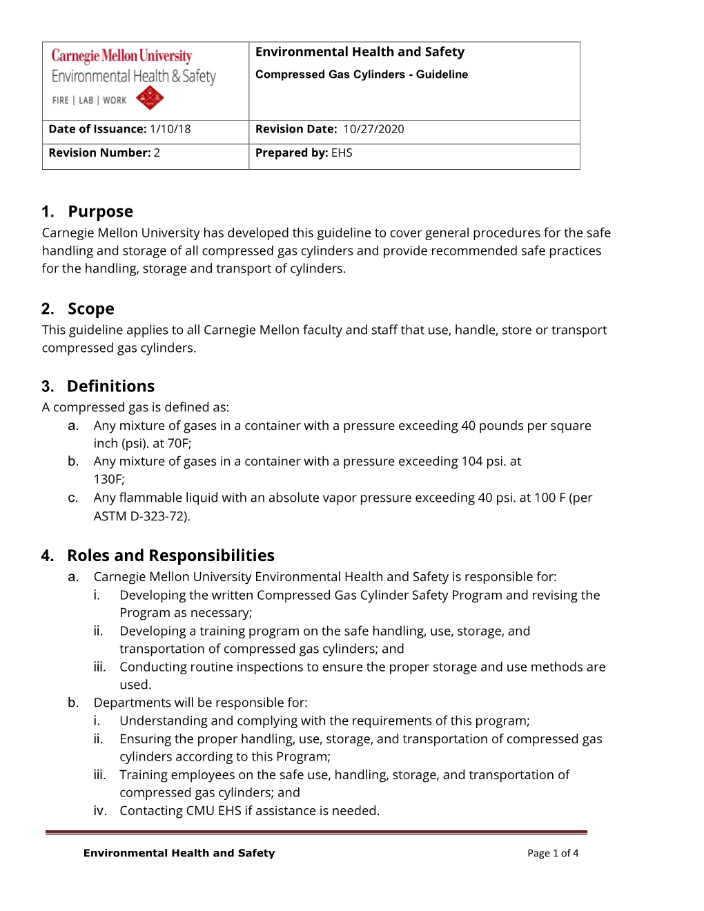 Compressed Gas Cylinders - Guideline