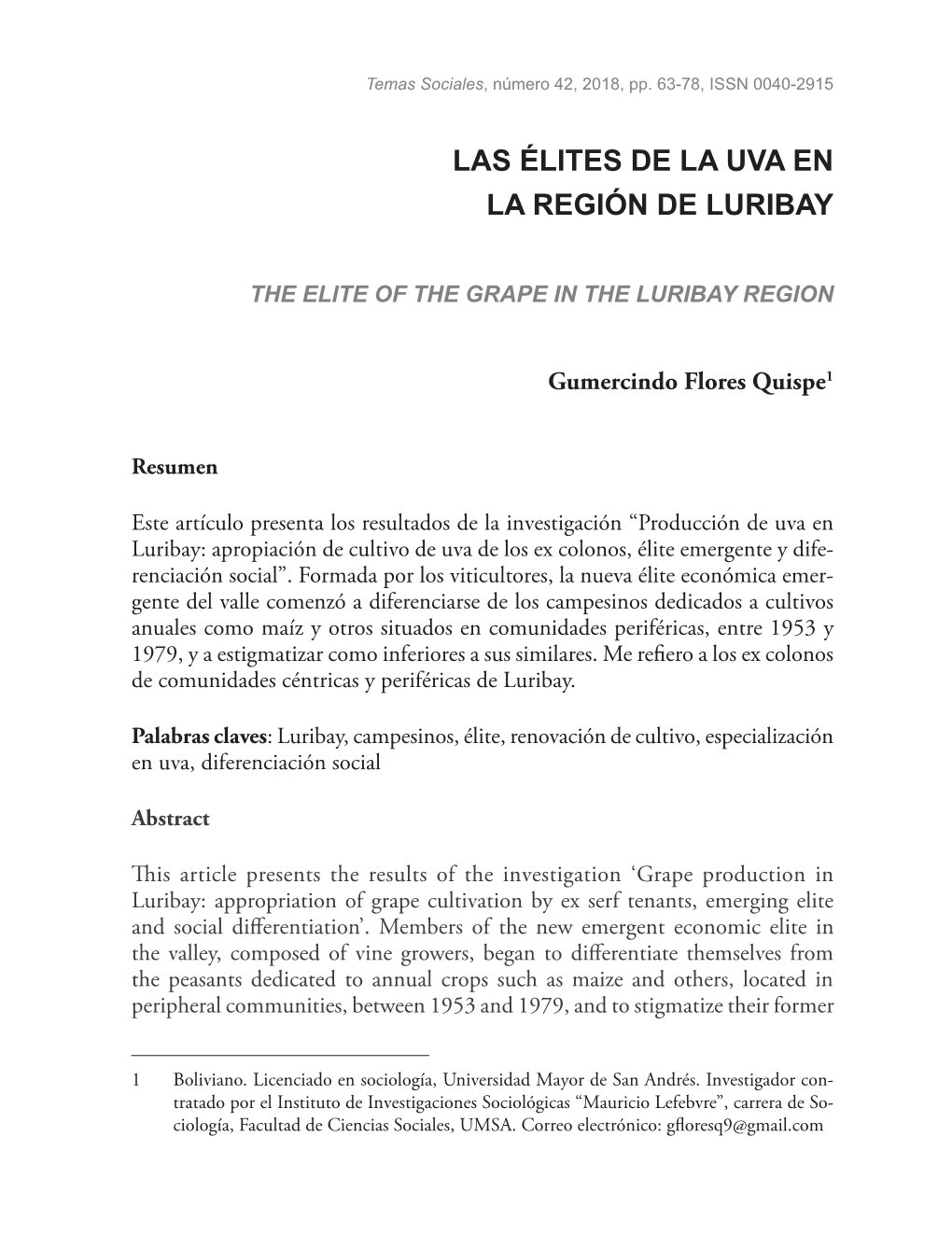 Las Élites De La Uva En La Región De Luribay