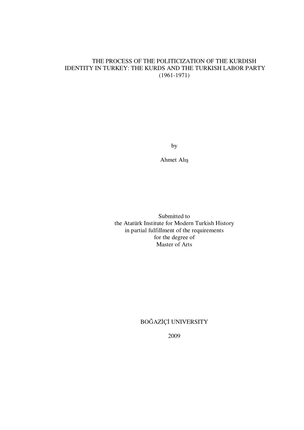 The Process of the Politicization of the Kurdish Identity in Turkey: the Kurds and the Turkish Labor Party (1961-1971)