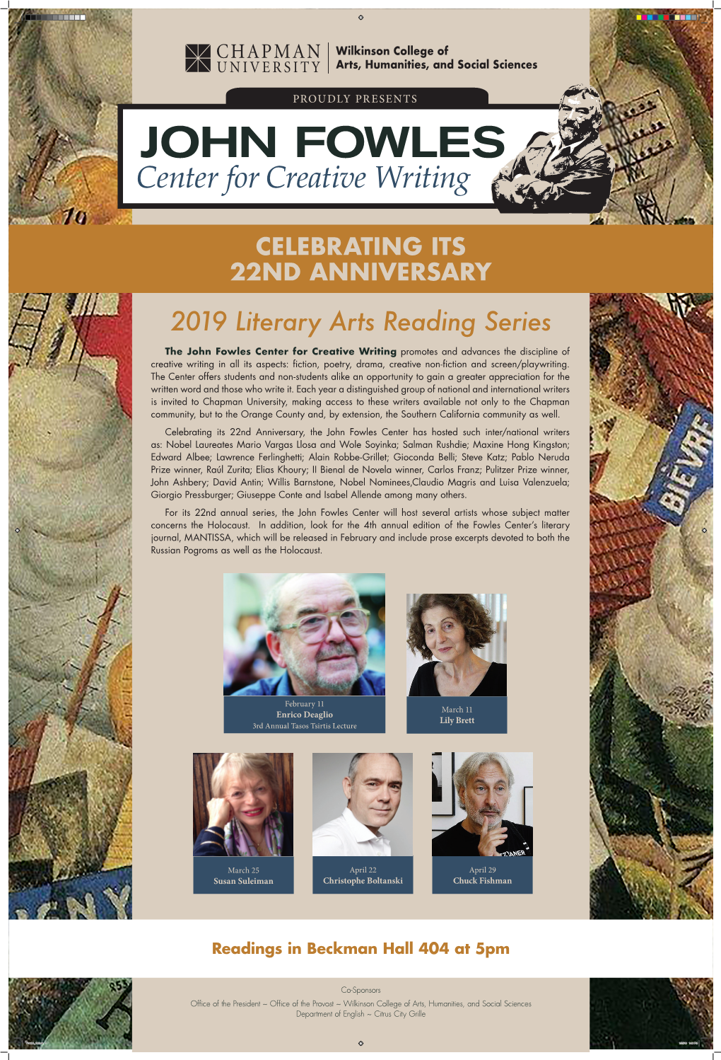 2019 Literary Arts Reading Series