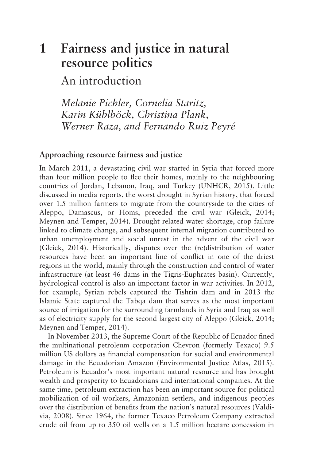 Fairness and Justice in Natural Resource Politics an Introduction