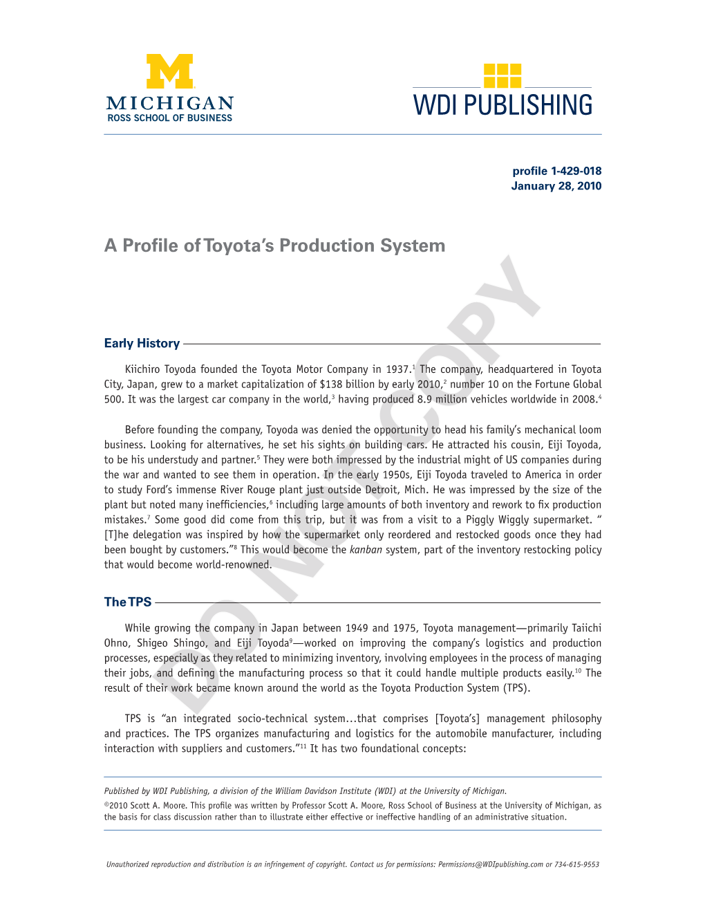 A Profile of Toyota's Production System