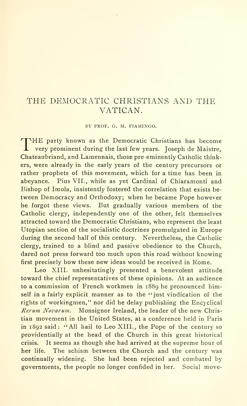 The Democratic Christians and the Vatican