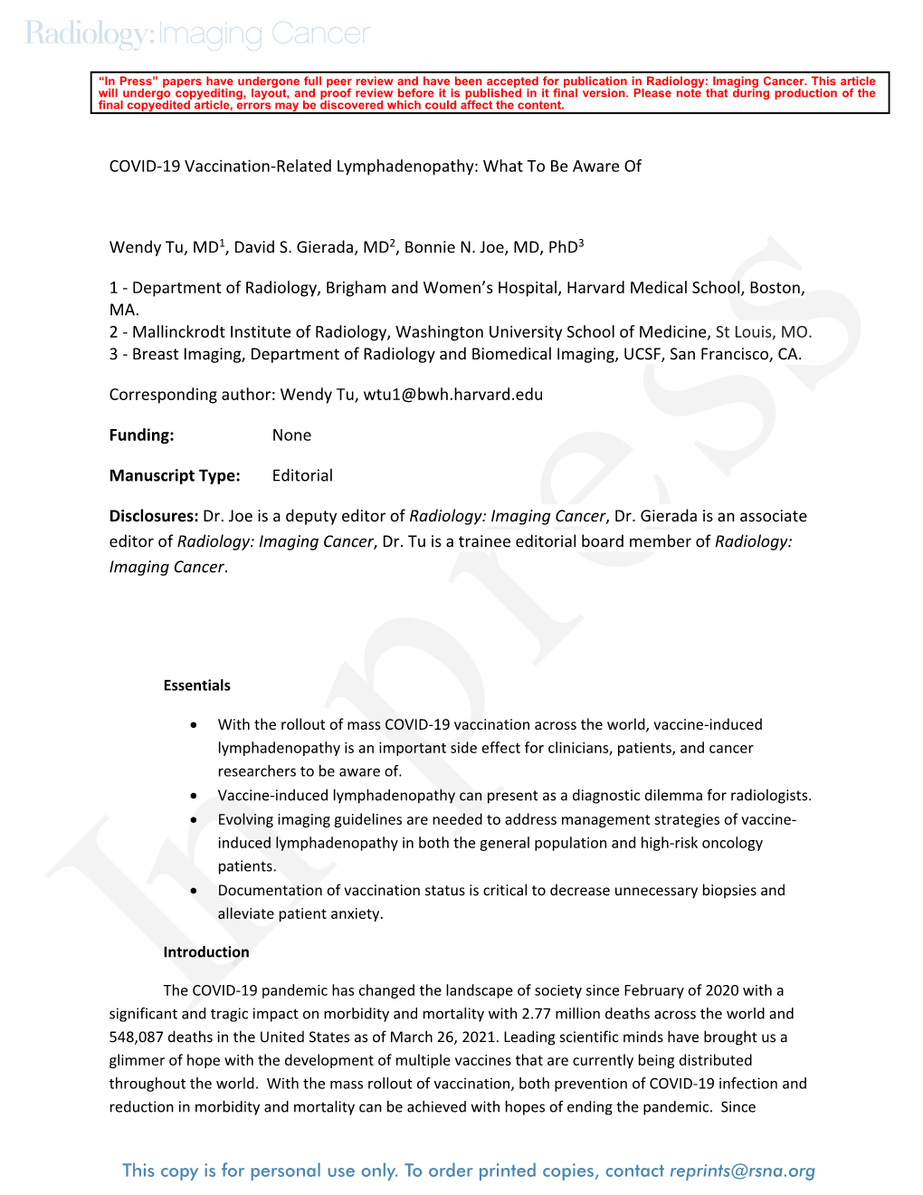 COVID-19 Vaccination-Related Lymphadenopathy: What to Be Aware Of