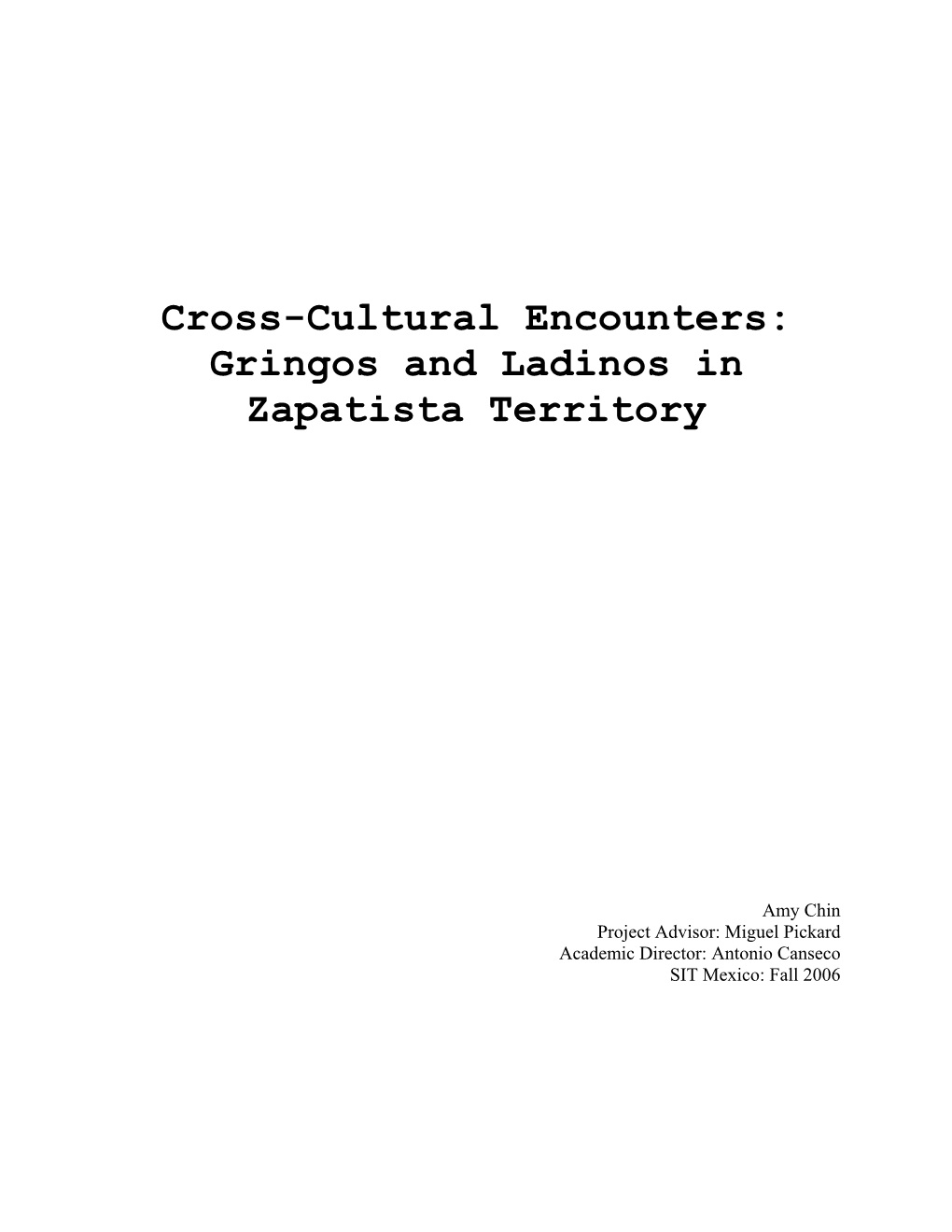 Cross-Cultural Encounters: Gringos and Ladinos in Zapatista Territory
