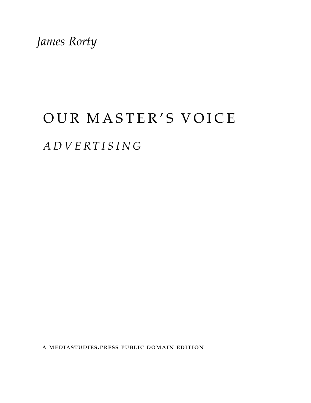 Our Master's Voice