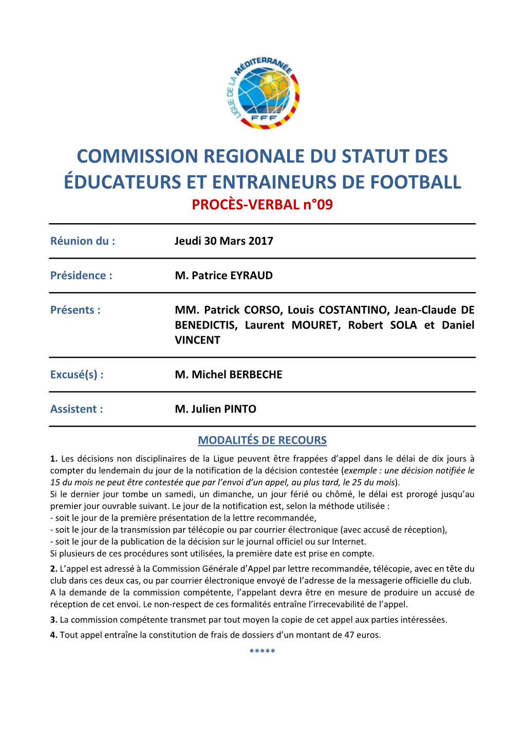 C.R. Statut Des Educateurs Et Entraîneurs De Football
