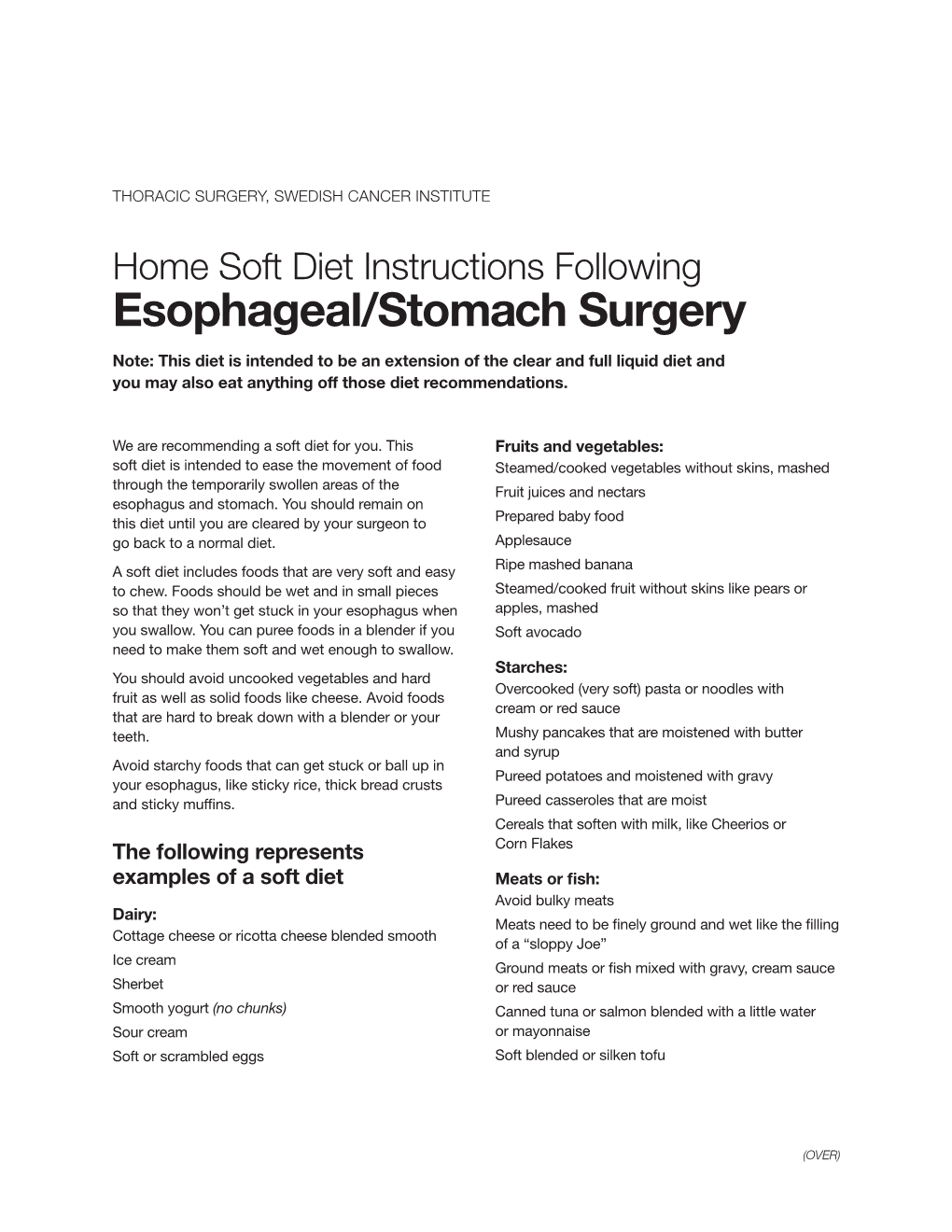 Esophageal/Stomach Surgery