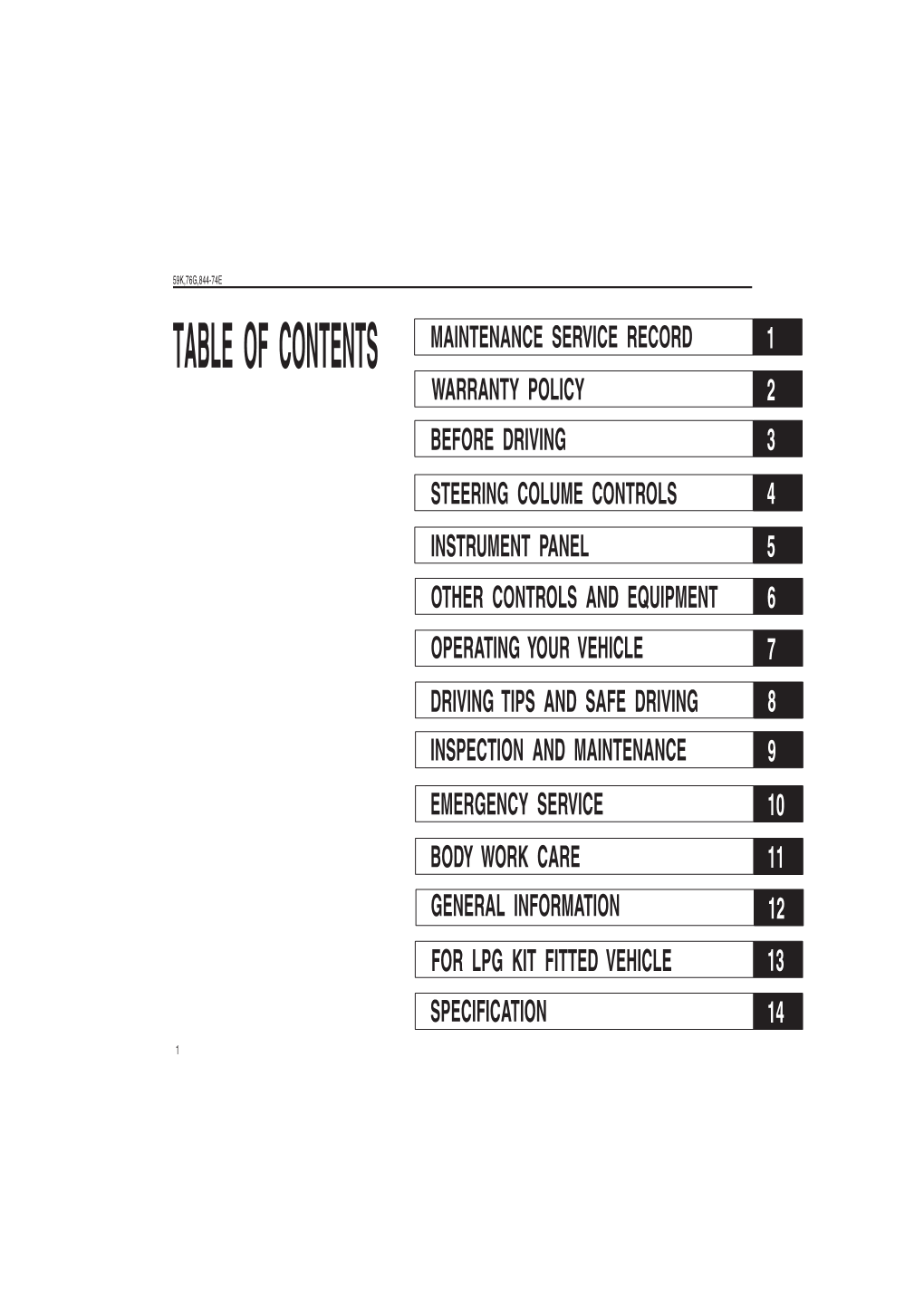 Table of Contents