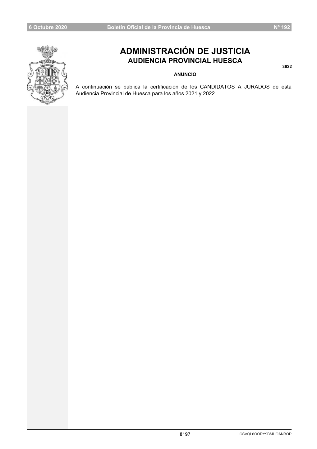 Administración De Justicia Audiencia Provincial Huesca 3622 Anuncio