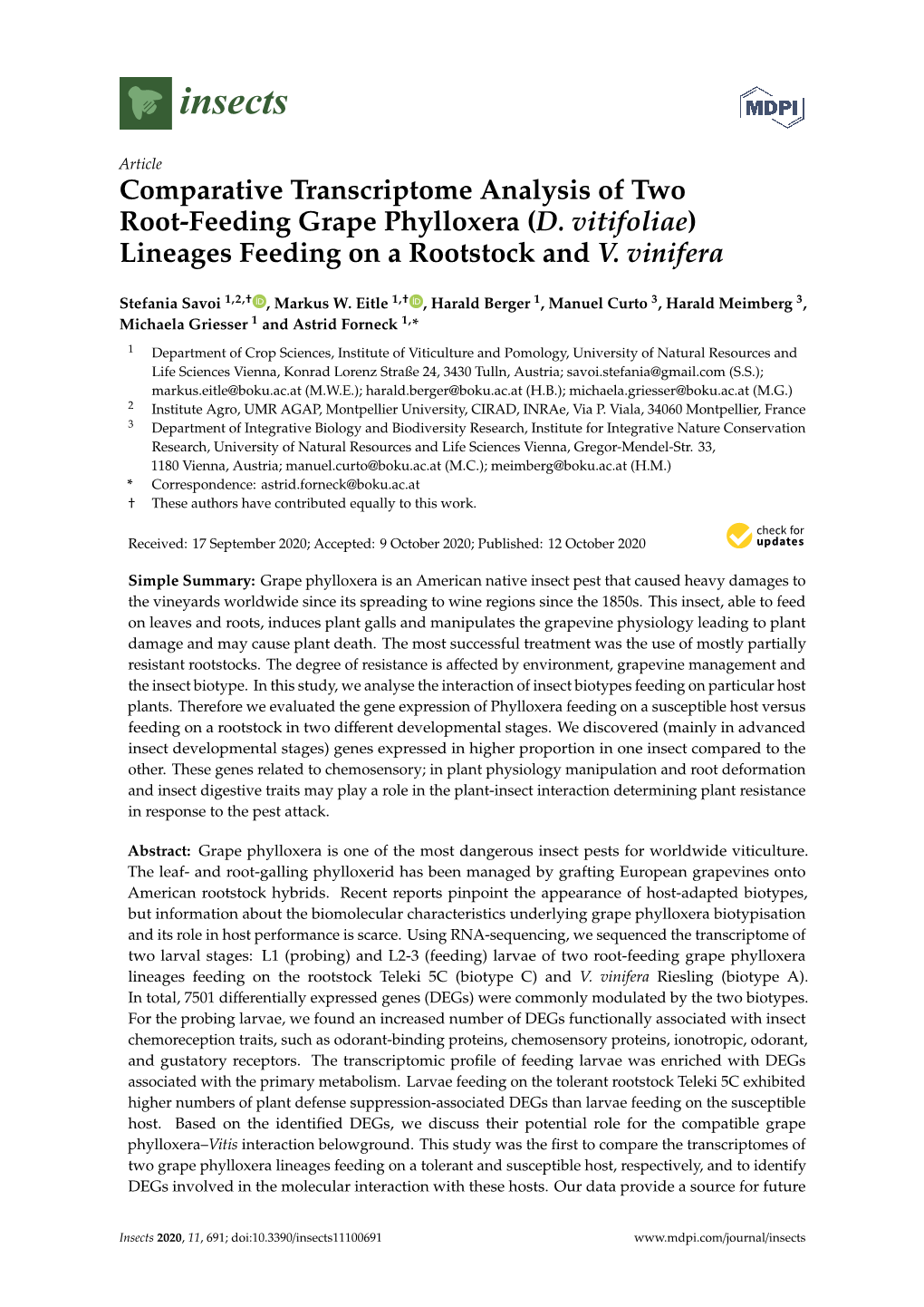 Comparative Transcriptome Analysis of Two Root-Feeding Grape Phylloxera (D