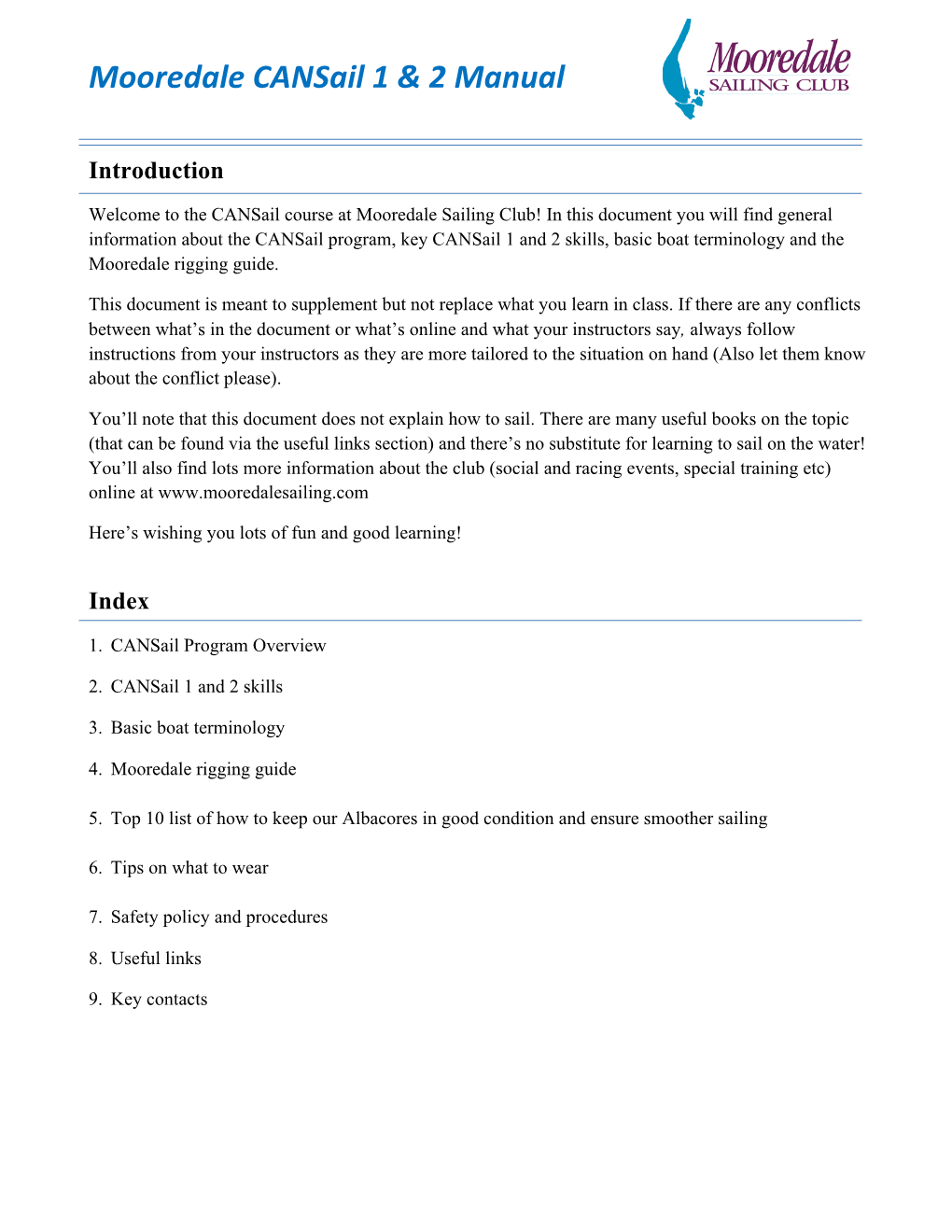 Mooredale Cansail 1 & 2 Manual