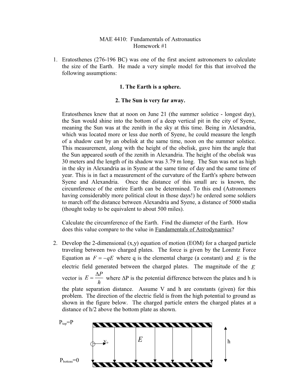 MAE 4410: Fundamentals of Astronautics