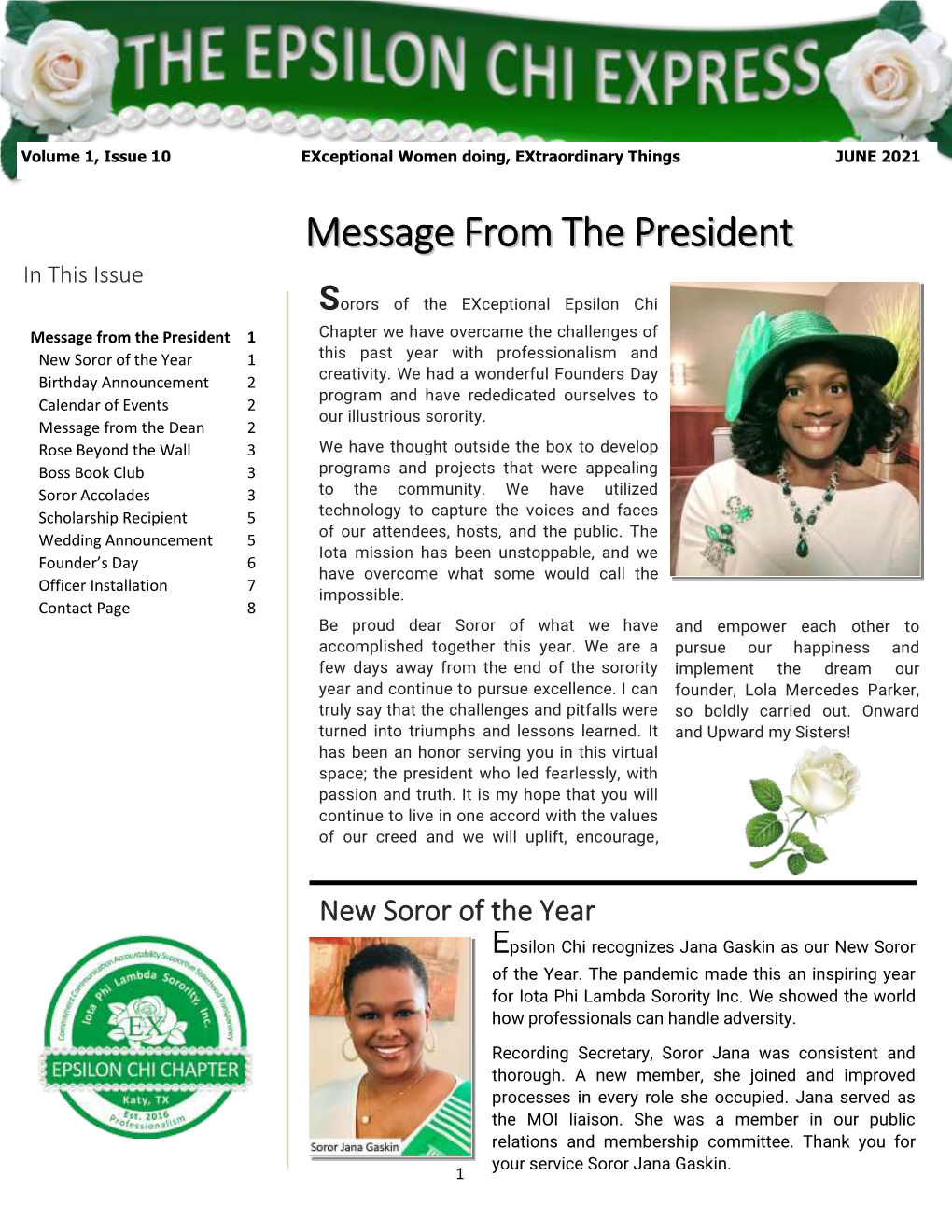 Epsilon Chi Newsletter