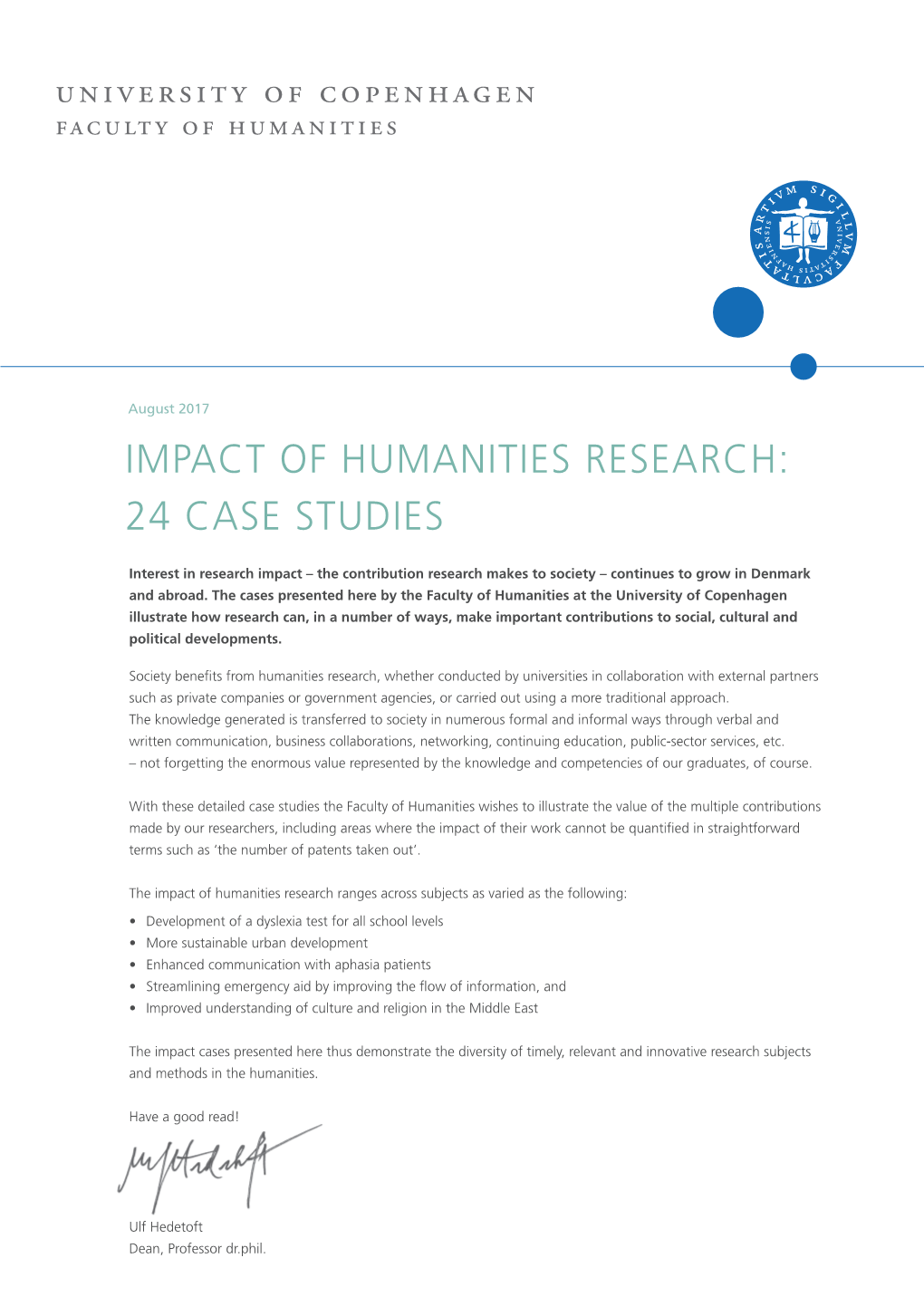 Impact of Humanities Research: 24 Case Studies