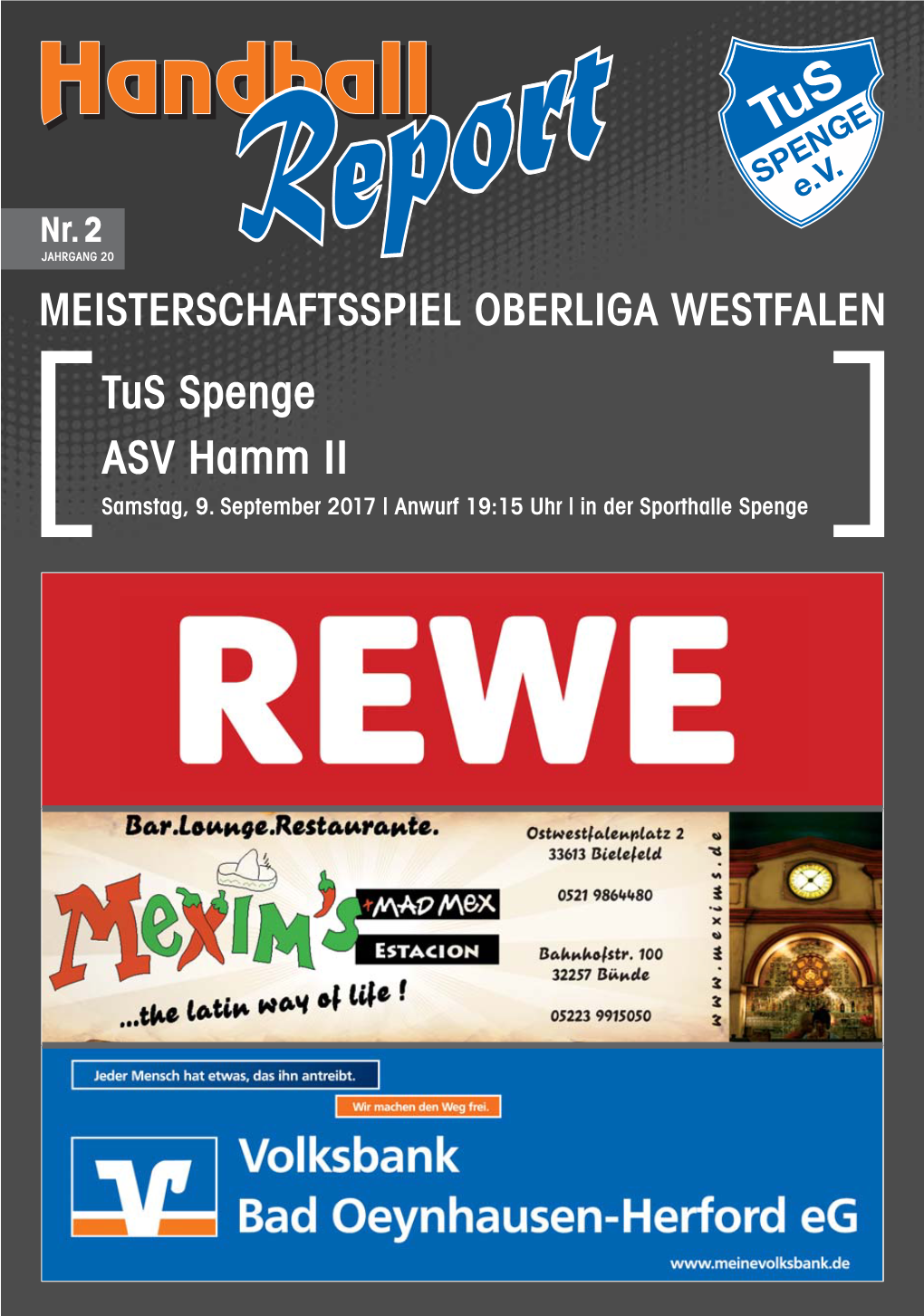 MEISTERSCHAFTSSPIEL OBERLIGA WESTFALEN Tus Spenge ASV Hamm II []Samstag, 9