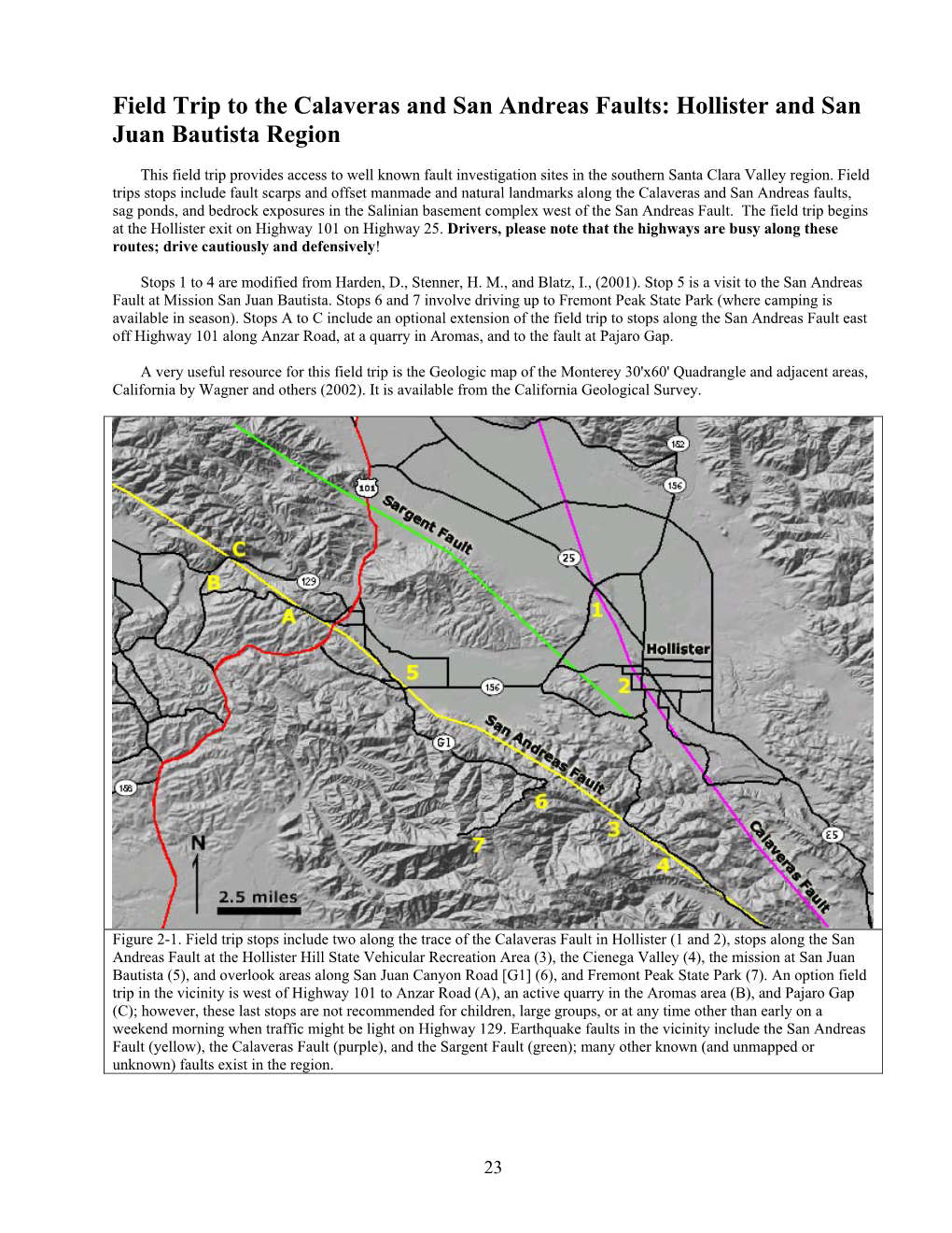 Field Trip to the Calaveras and San Andreas Faults: Hollister and San Juan Bautista Region