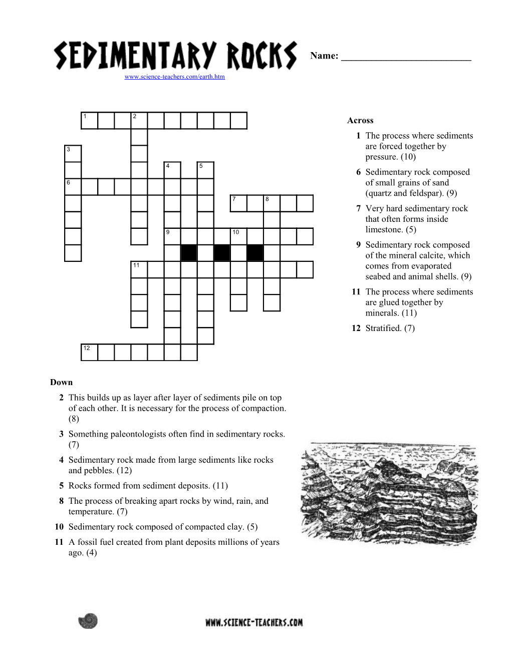 Sedimentary Rocks Crossword s1