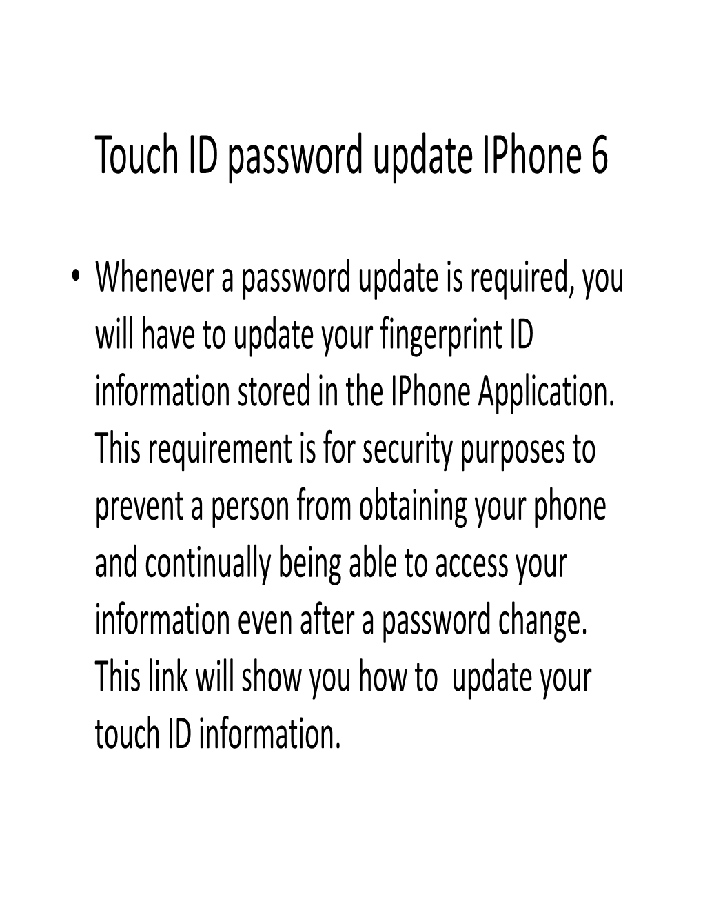 Touch ID Password Update Iphone 6