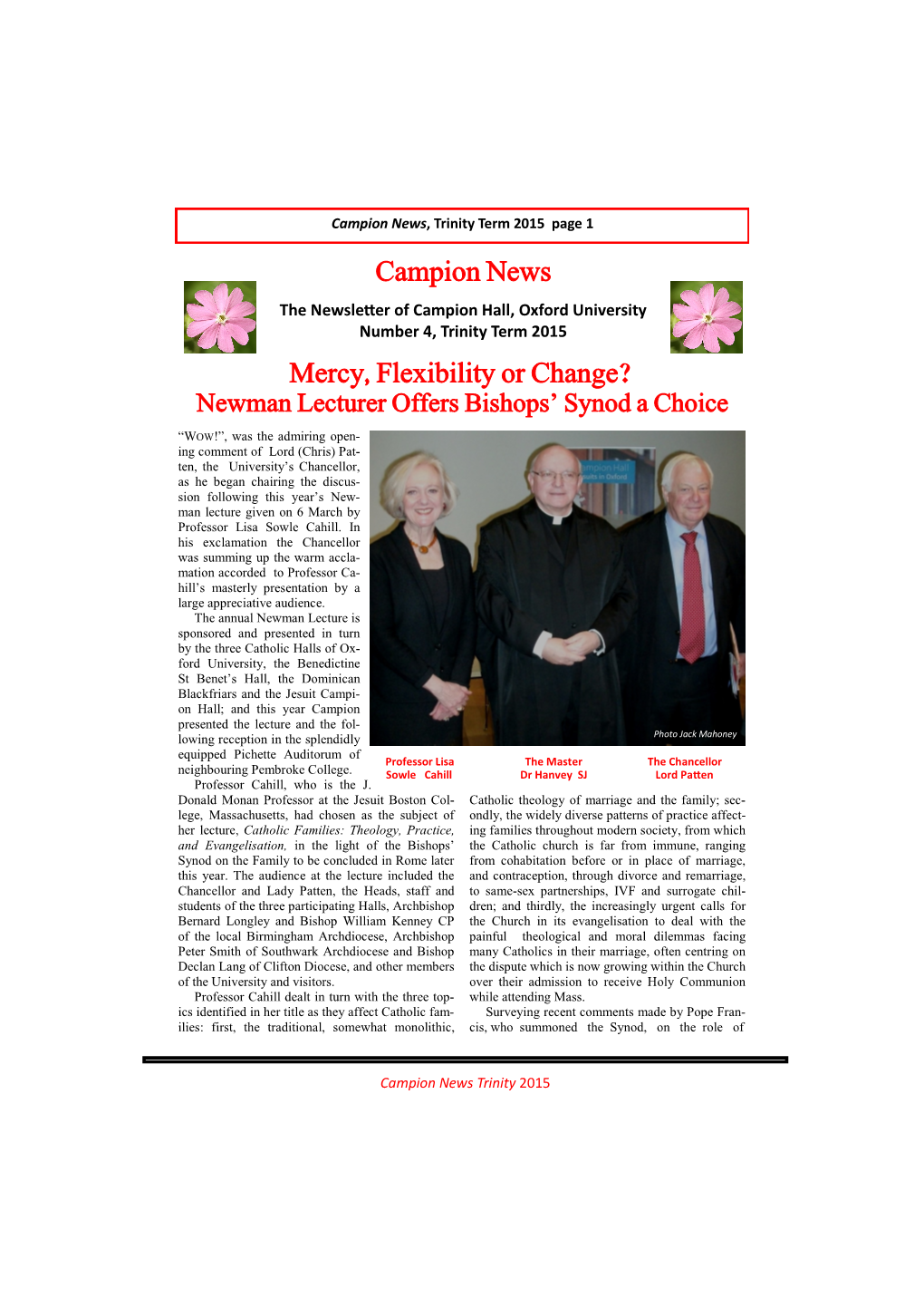 Campion News Mercy, Flexibility Or Change?