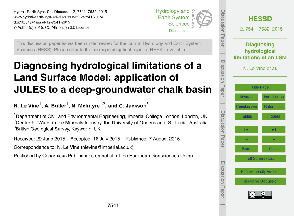 Diagnosing Hydrological Limitations of an LSM