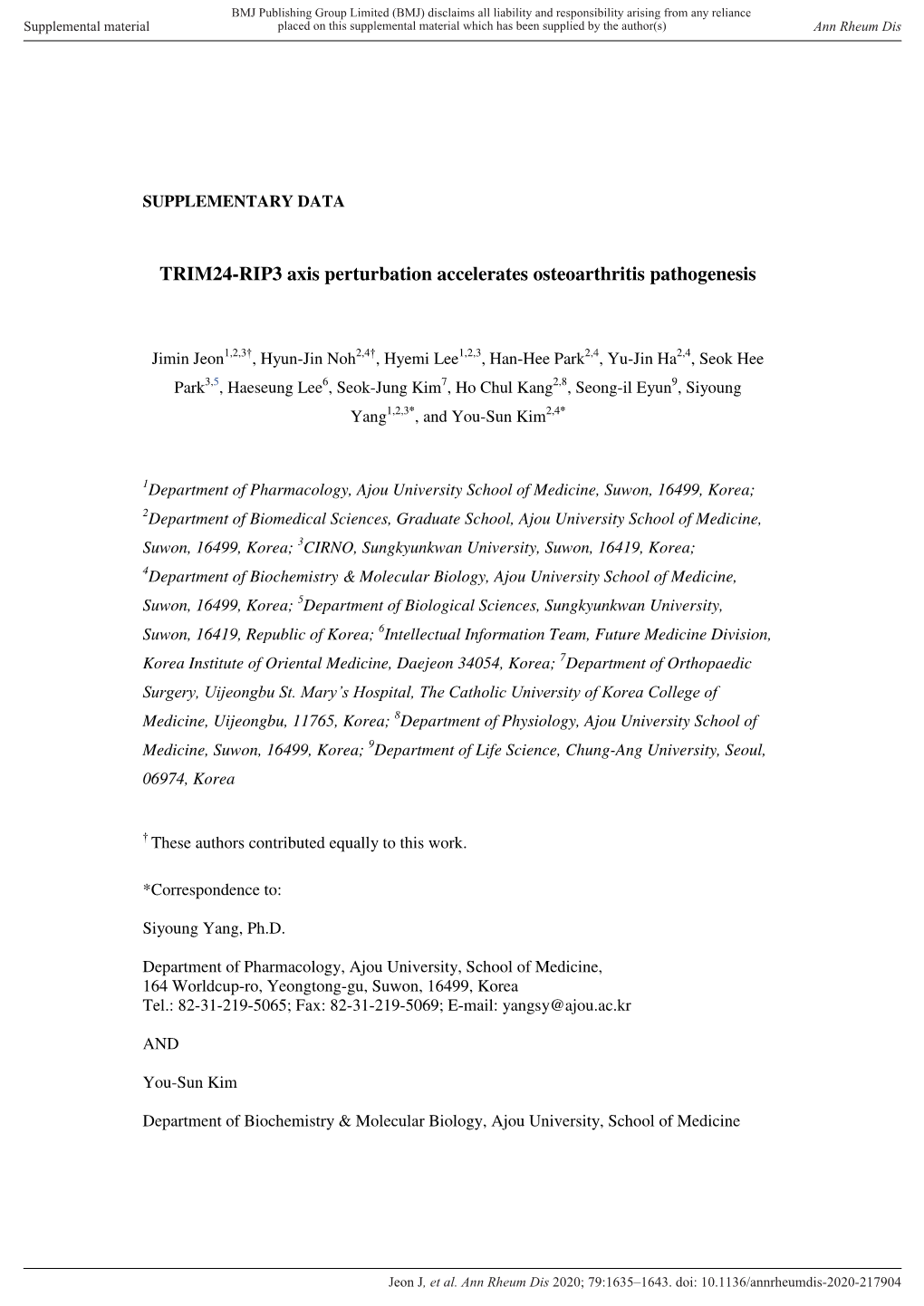 TRIM24-RIP3 Axis Perturbation Accelerates Osteoarthritis Pathogenesis