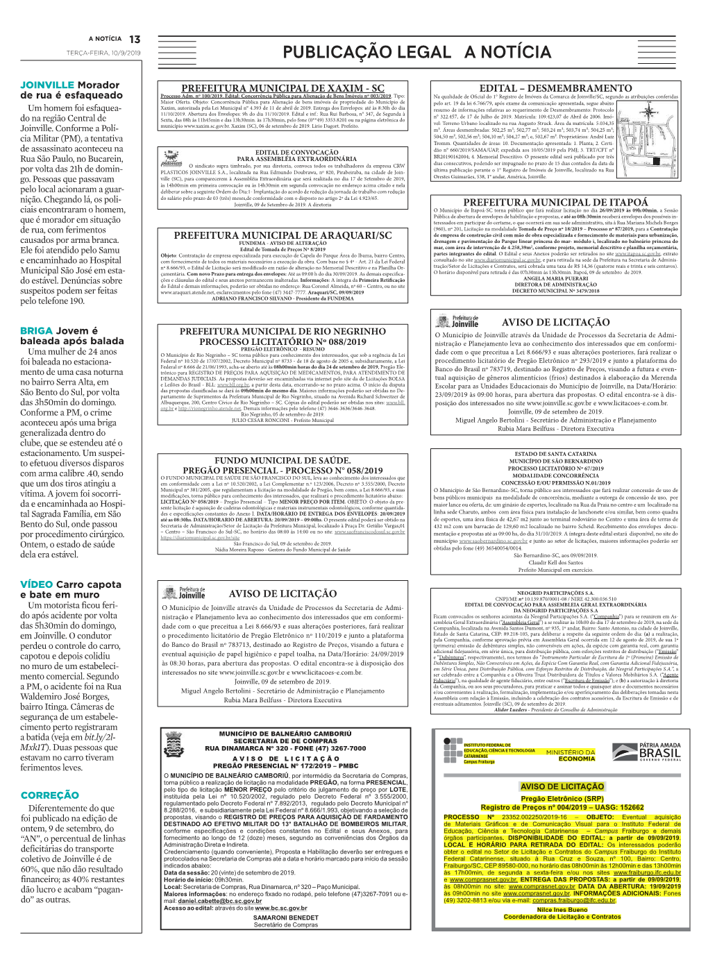 13 Edital – Desmembramento Prefeitura Municipal De Xaxim