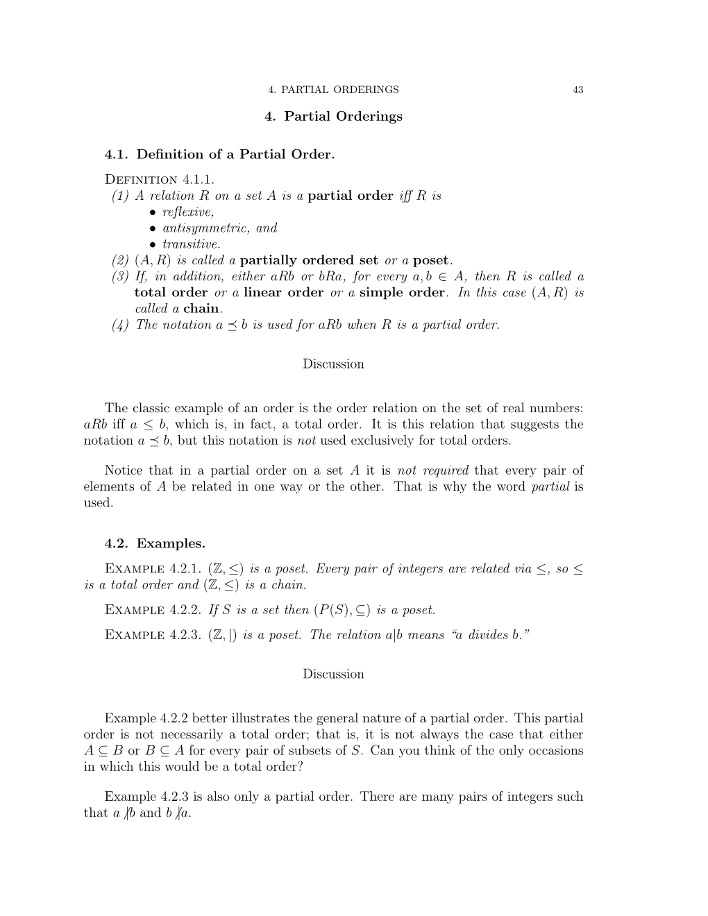 A Relation R on a Set a Is a Partial Order Iff R