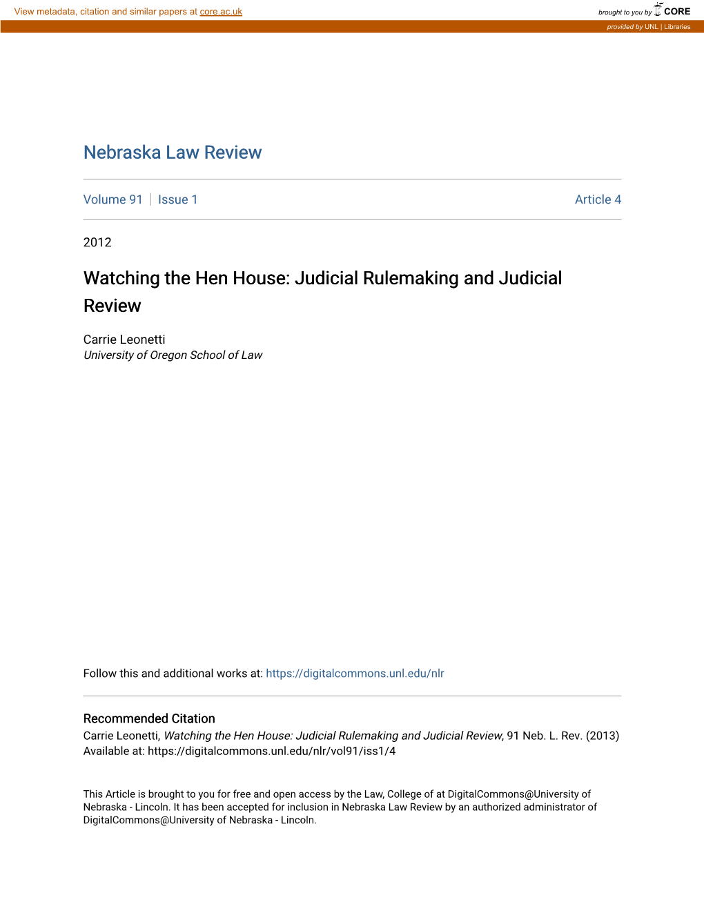 Watching the Hen House: Judicial Rulemaking and Judicial Review