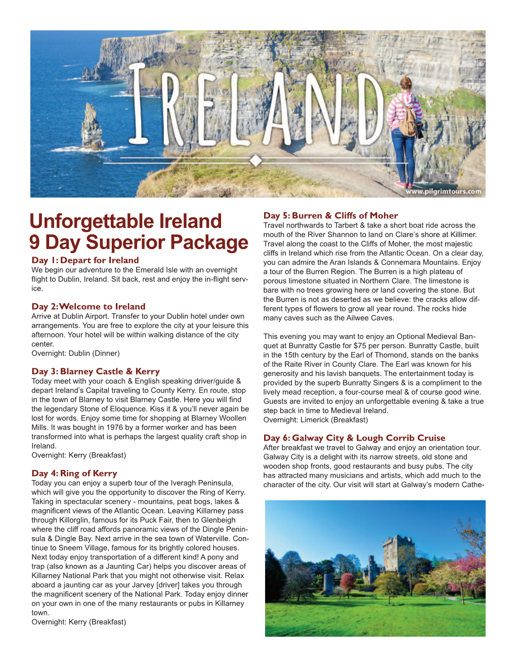 Unforgettable Ireland 9 Day Superior Package