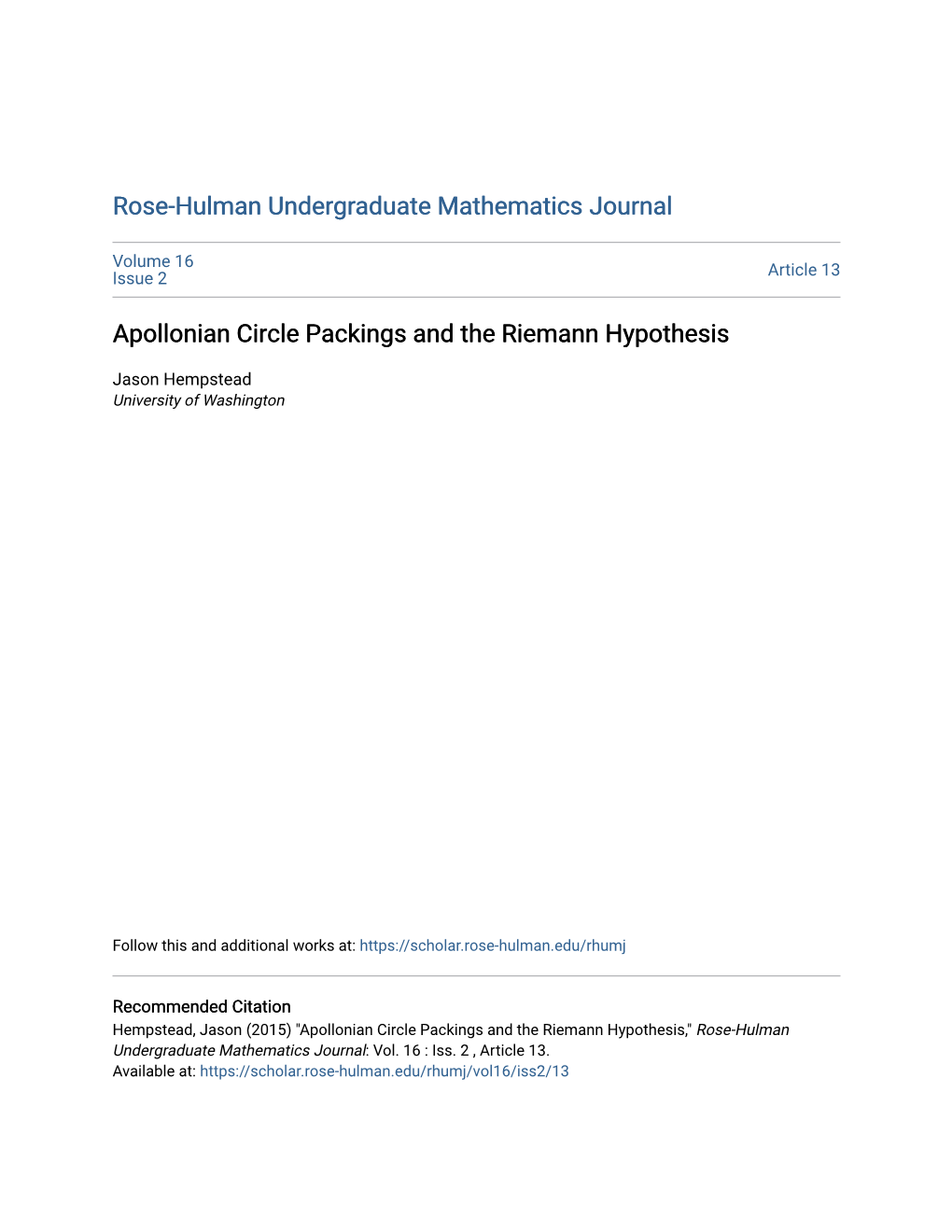 Apollonian Circle Packings and the Riemann Hypothesis