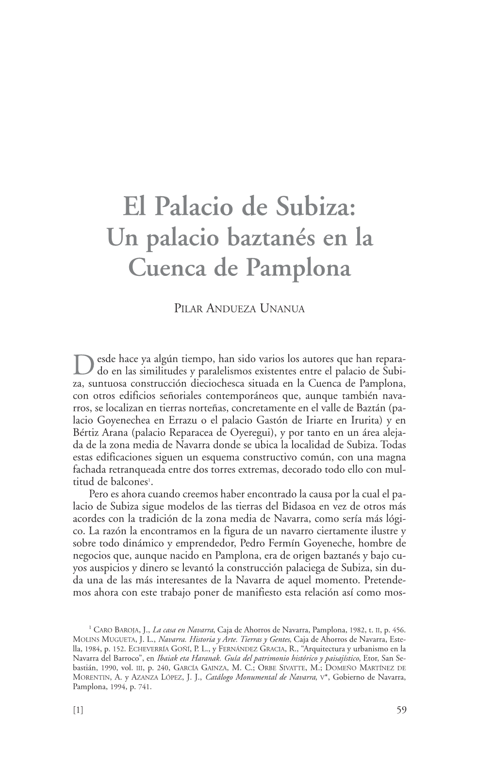 El Palacio De Subiza. Un Palacio Baztanés En La Cuenca De Pamplona