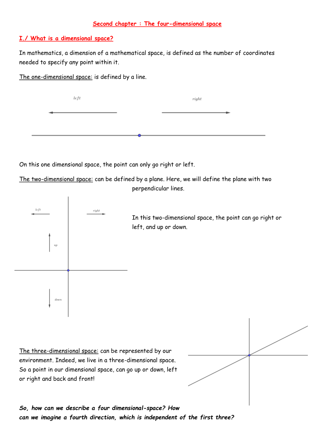 Second Chapter : the Four-Dimensional Space I./ What Is A