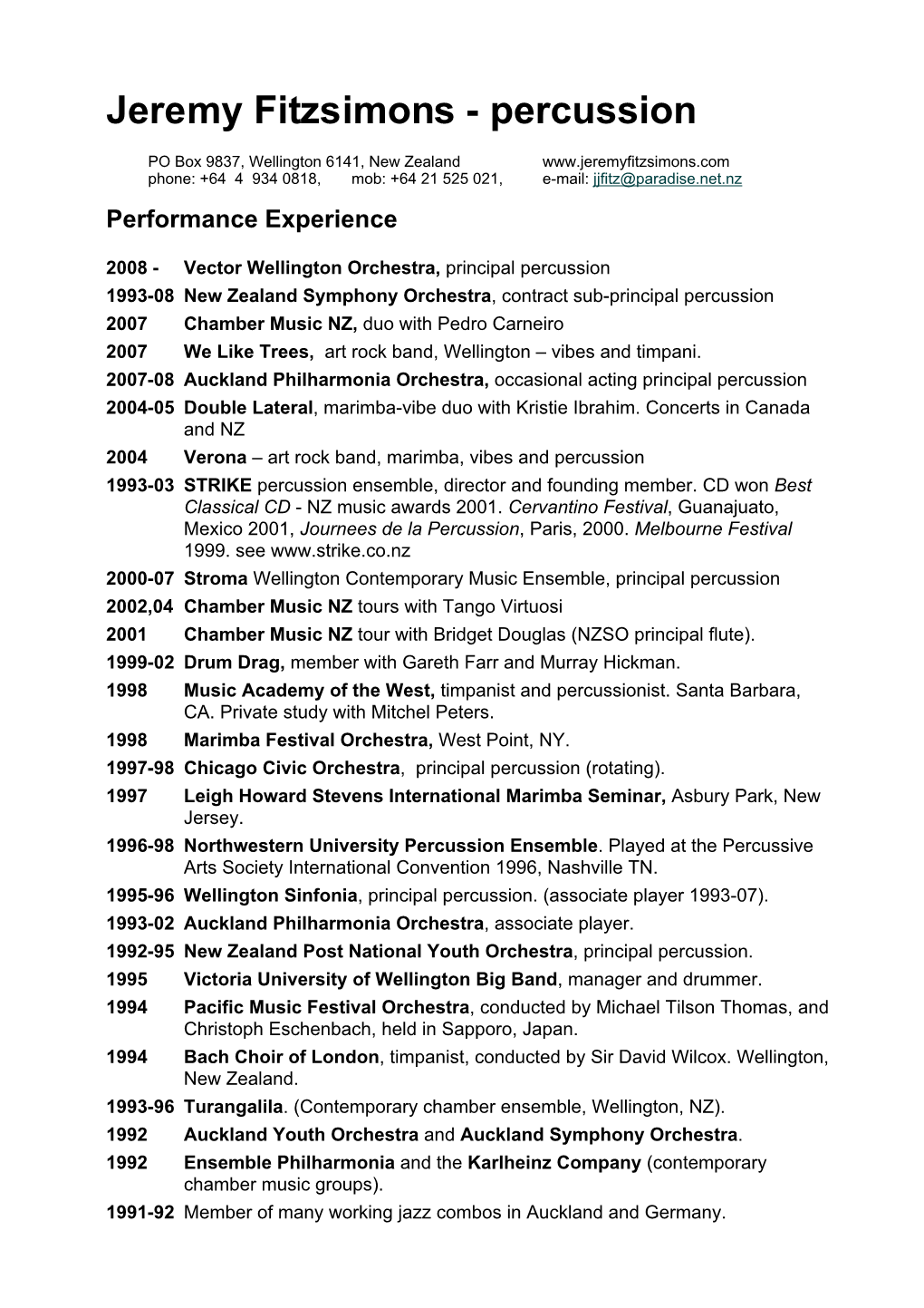 Jeremy Fitzsimons CV 07