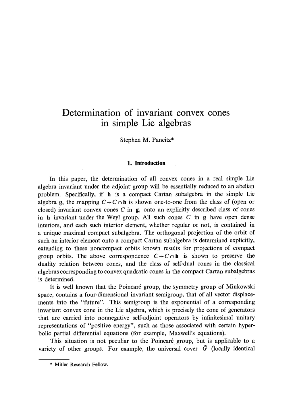 Determination of Invariant Convex Cones in Simple Lie Algebras